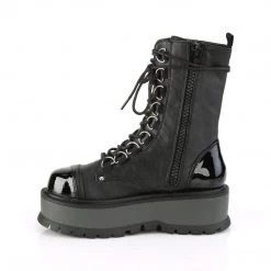 Demonia SLACKER-150 Black Vegan Leather-Patent Mid-Calf Boot Boots