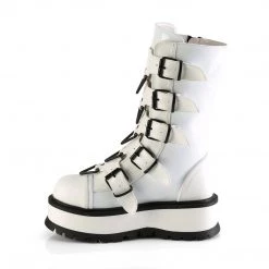 Demonia SLACKER-160 White Patent Mid-Calf Boot New Arrivals