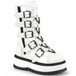 Demonia SLACKER-160 White Patent Mid-Calf Boot New Arrivals