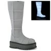 Demonia SLACKER-230 Grey Reflective Vegan Leather Knee Boot Boots