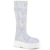 Demonia SLACKER-230 White Multi Glitter Knee Boot