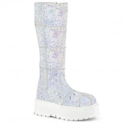Demonia SLACKER-230 White Multi Glitter Knee Boot