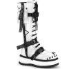 Demonia New Arrivals SLACKER-260 White Patent Knee Boot
