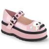 Demonia Shoes SLACKER-27 Baby Pink Hologram Mary Janes