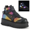 Demonia Boots SLACKER-32 Black Vegan Leather-Rainbow Reflective Ankle Boot 2 Demonia Boots SLACKER-32 Black Vegan Leather-Rainbow Reflective Ankle Boot