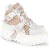 Demonia SLACKER-50 White Holographic Patent-Baby Pink Multi Glitter Ankle Boot New Arrivals