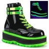 Demonia SLACKER-52 Black Patent-UV Iridescent Green Ankle Boot Coming Soon (Pre-Order)