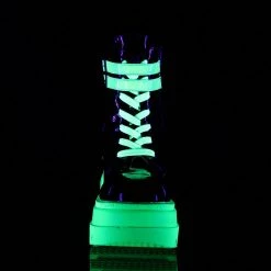 Demonia SLACKER-52 Black Patent-UV Iridescent Green Ankle Boot Coming Soon (Pre-Order)