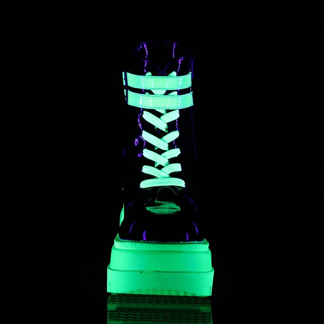 Demonia SLACKER-52 Black Patent-UV Iridescent Green Ankle Boot Coming Soon (Pre-Order) 4 Demonia SLACKER-52 Black Patent-UV Iridescent Green Ankle Boot Coming Soon (Pre-Order)