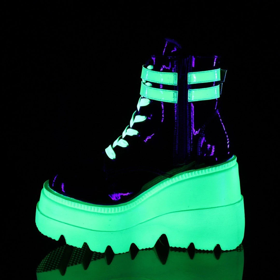 Demonia SLACKER-52 Black Patent-UV Iridescent Green Ankle Boot Coming Soon (Pre-Order) 5 Demonia SLACKER-52 Black Patent-UV Iridescent Green Ankle Boot Coming Soon (Pre-Order)