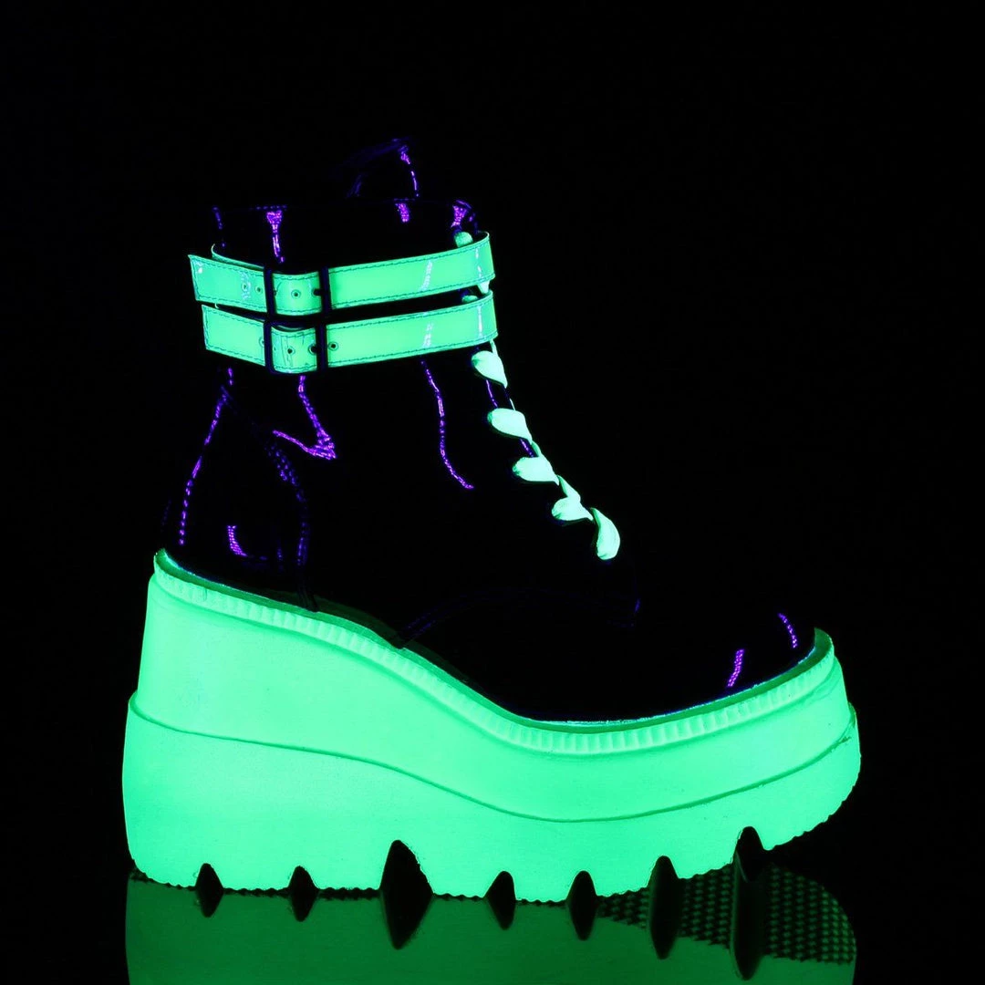 Demonia SLACKER-52 Black Patent-UV Iridescent Green Ankle Boot Coming Soon (Pre-Order) 7 Demonia SLACKER-52 Black Patent-UV Iridescent Green Ankle Boot Coming Soon (Pre-Order)