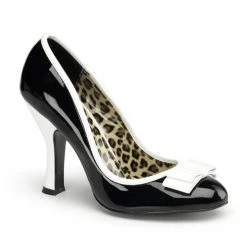 Pin Up Couture Shoes SMITTEN-01 Black-White Patent