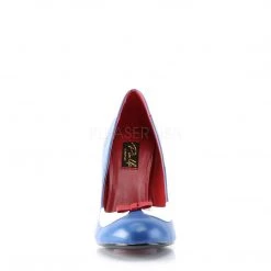 Pin Up Couture SMITTEN-05 Navy Blue-White Pu Shoes