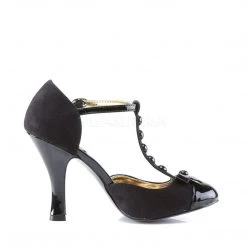 Pin Up Couture SMITTEN-10 Black Suede-Black Patent Shoes