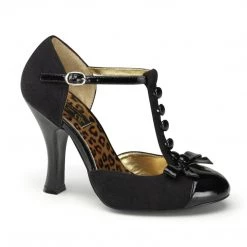 Pin Up Couture SMITTEN-10 Black Suede-Black Patent Shoes
