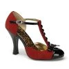 Pin Up Couture SMITTEN-10 Red Suede-Black Patent Shoes