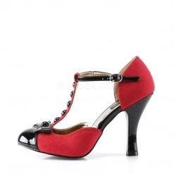 Pin Up Couture SMITTEN-10 Red Suede-Black Patent Shoes