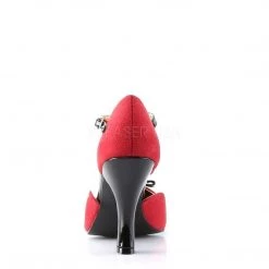 Pin Up Couture SMITTEN-10 Red Suede-Black Patent Shoes