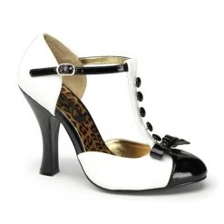Pin Up Couture Shoes SMITTEN-10 White-Black Patent