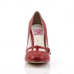 Pin Up Couture SMITTEN-20 Red Faux Leather Shoes