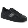 Demonia SNEEKER-106 Black Canvas-Black Pu Creeper Shoes