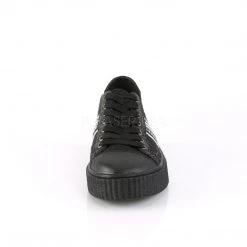 Demonia SNEEKER-106 Black Canvas-Black Pu Creeper Shoes