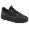 Demonia SNEEKER-125 Black Canvas-Black Pu Creeper Shoes