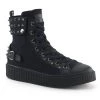 Demonia SNEEKER-266 Black Canvas-Vegan Leather Creeper