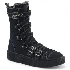 Demonia Shoes SNEEKER-318 Black Canvas Calf Boot
