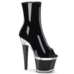 Pleaser New Arrivals SPECTATOR-1012 Black Patent/Clear-Black Ankle Boot