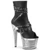Pleaser New Arrivals SPECTATOR-1015 Black Faux Leather/Clear-Silver Chrome Ankle Boot
