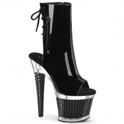 Pleaser SPECTATOR-1018 Black Patent/Clear-Black Ankle Boot Boots