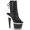 Pleaser SPECTATOR-1018G Black Glitter/Clear Ankle Boot