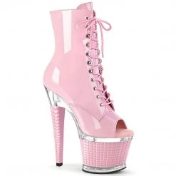 Pleaser SPECTATOR-1021 Baby Pink/Clear-Baby Pink Ankle Boot