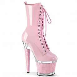Pleaser New Arrivals SPECTATOR-1040 Baby Pink/Clear-Baby Pink Mid-Calf Boot