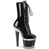 Pleaser SPECTATOR-1040 Black Patent/Clear-Black Mid-Calf Boot