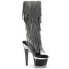 Pleaser Boots SPECTATOR-2017RhinestoneF Clear-Black Knee Boot