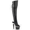 Pleaser SPECTATOR-3019 Black Faux Leather/Clear Thigh Boot 2 Pleaser SPECTATOR-3019 Black Faux Leather/Clear Thigh Boot