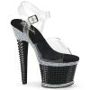 Pleaser Shoes SPECTATOR-708RS Clear/Black-Rhinestone Platform Sandal