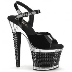 Pleaser SPECTATOR-709 Black Patent/Clear-Black Platform Sandal