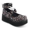 Demonia Shoes SPRITE-02 Floral Fabric Mary Janes
