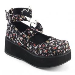 Demonia Shoes SPRITE-02 Floral Fabric Mary Janes