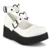 Demonia SPRITE-02 White Vegan Leather Mary Janes Shoes