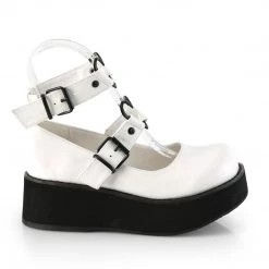 Demonia SPRITE-02 White Vegan Leather Mary Janes Shoes