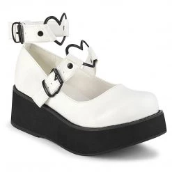 Demonia SPRITE-02 White Vegan Leather Mary Janes Shoes
