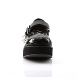 Demonia SPRITE-05 Black Vegan Leather-Black Patent Mary Janes