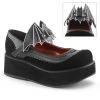 Demonia SPRITE-09 Black Vegan Leather-Velvet Mary Janes