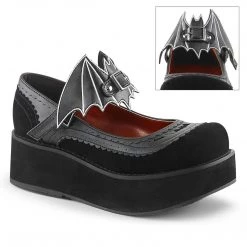 Demonia SPRITE-09 Black Vegan Leather-Velvet Mary Janes