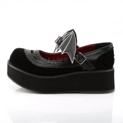 Demonia SPRITE-09 Black Vegan Leather-Velvet Mary Janes