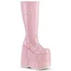 Demonia Boots STACK-301 Baby Pink Hologram Knee Boot